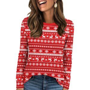 Womens Long Sleeve Shirt Polyester Spandex Crew Neck Casual Thermal XS-XXL